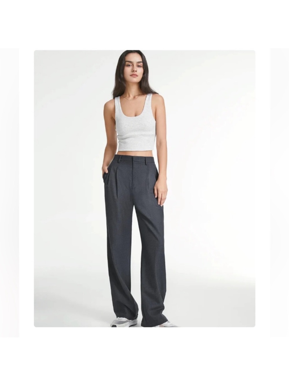 High-Rise Wide-Leg Trousers - grey